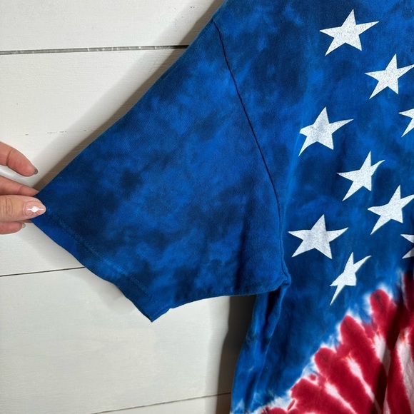 Liquid Blue Tie-Dye USA Flag Stars & Stripes T-Shirt XL – Vintage Patriotic - Picture 2 of 4